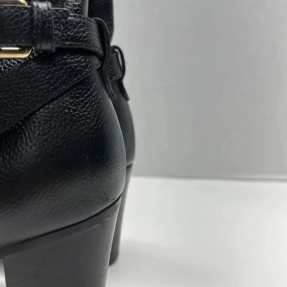 L.K. LK Bennett London Heeled Booties Boots Black Leather Ankle Buckle Size 39 9 - Picture 11 of 12